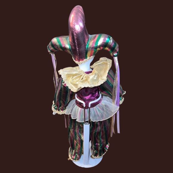 5 Harlequin Porcelain Clown Jester Doll Hands Feet Hand Painted Art W/ Stands 18 - Picture 15 of 16